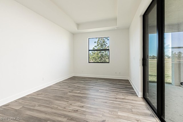 spare room with light hardwood / wood-style flooring