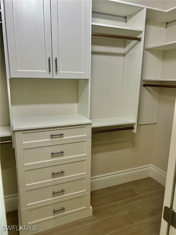 spacious closet with wood finished floors