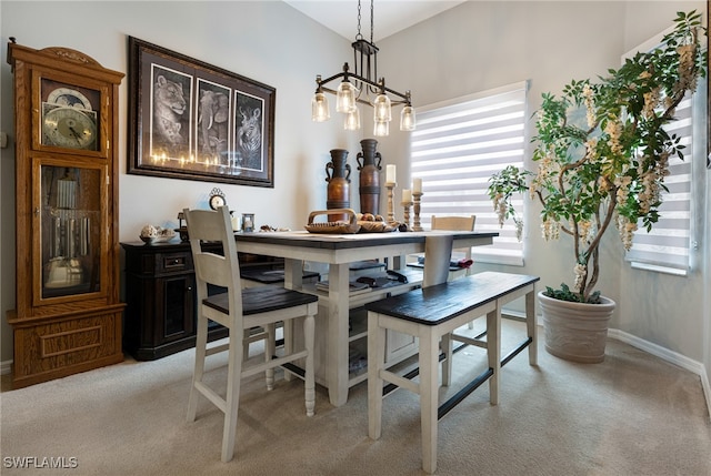 view of carpeted dining room