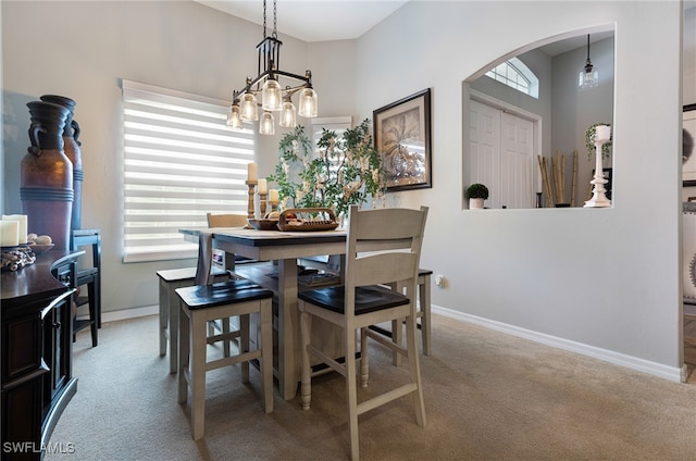 dining room with carpet flooring