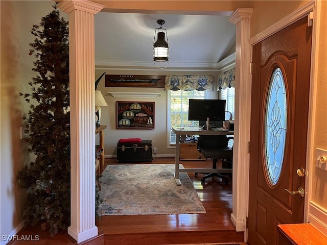 479 Saint Andrews Blvd Unit 135-0, Naples, FL 34113 - home office with decorative columns and wood finished floors