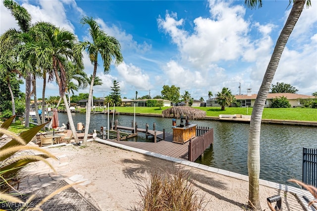 dock area featuring a water view