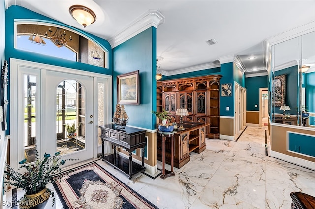 foyer entrance with crown molding