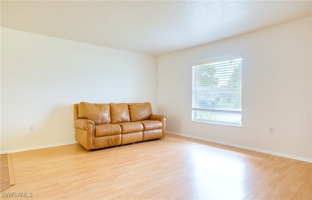 living room with light hardwood / wood-style floors