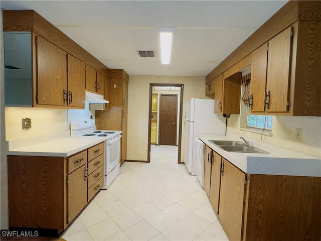 kitchen featuring sink and white appliances