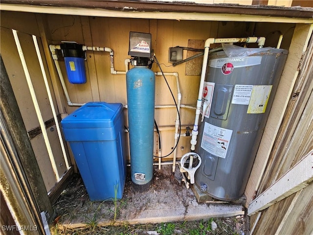 utility room featuring water heater