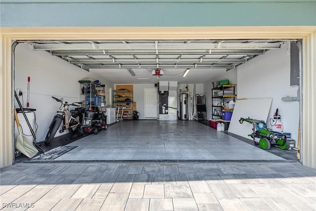 garage featuring electric water heater