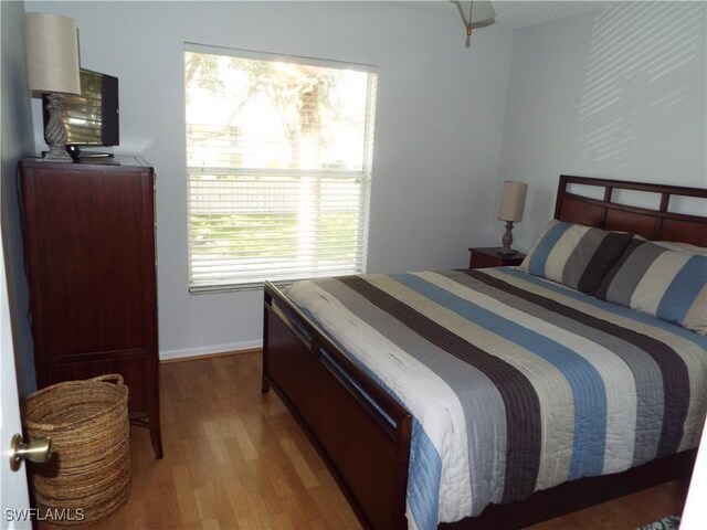 bedroom featuring light wood-type flooring