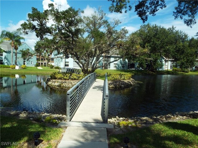 view of dock featuring a water view