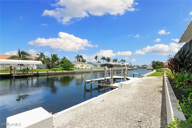 dock area featuring a water view