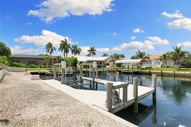 view of dock featuring a water view