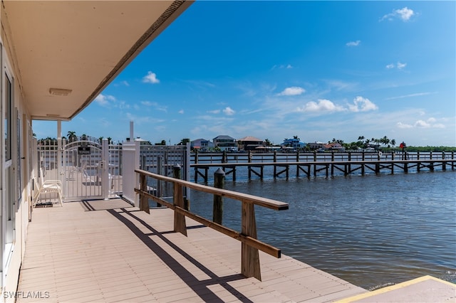 view of dock featuring a water view