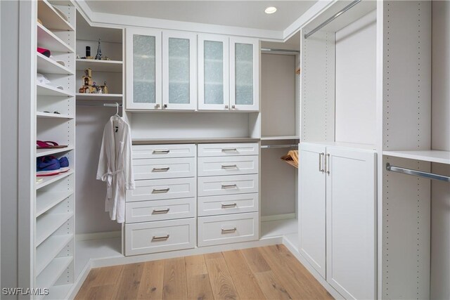 spacious closet with light wood-type flooring