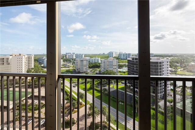 balcony with a view of city