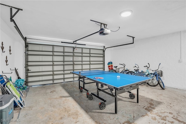 garage with a garage door opener