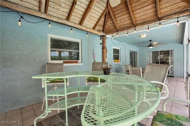 view of patio with a gazebo and ceiling fan