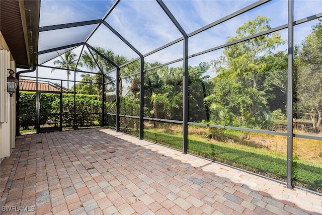 view of patio / terrace featuring a lanai and a gazebo