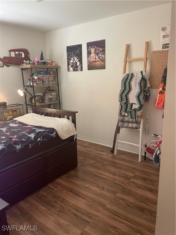 bedroom featuring dark wood-type flooring