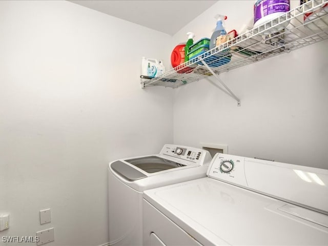 laundry room with washing machine and clothes dryer