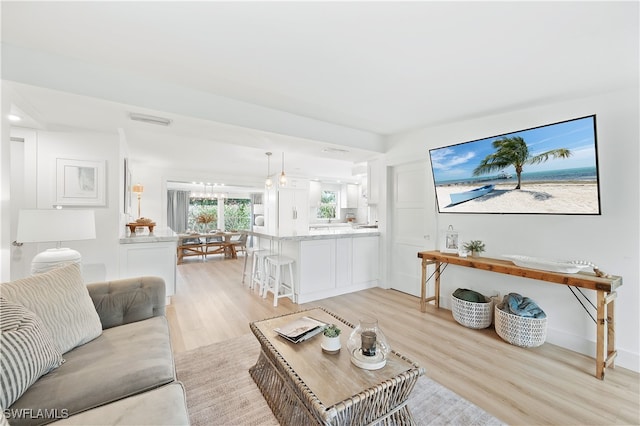 living room featuring light hardwood / wood-style flooring