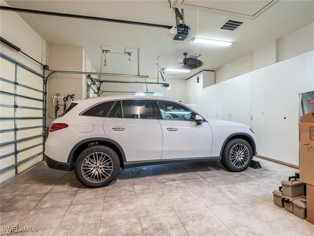 garage with a garage door opener