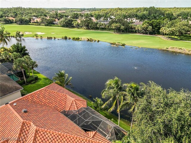 bird's eye view featuring a water view