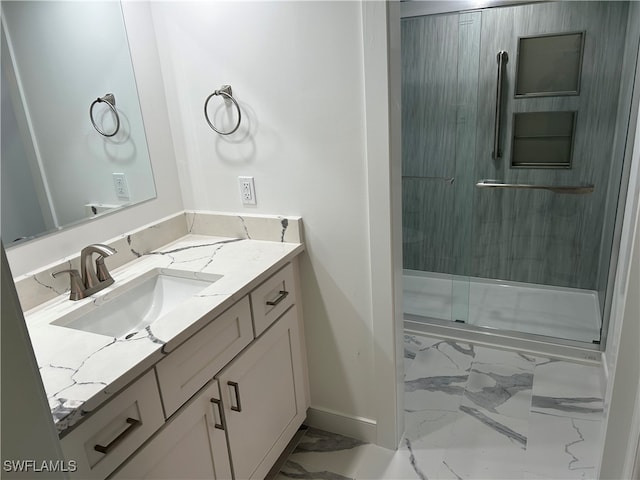 222 Harbour Dr Unit 114, Naples, FL 34103 - bathroom with an enclosed shower and vanity
