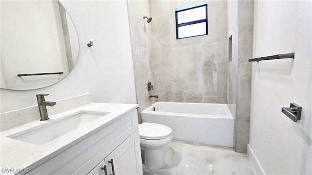 full bathroom with toilet, vanity, and  shower combination