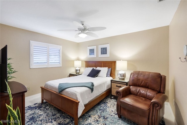 bedroom featuring ceiling fan