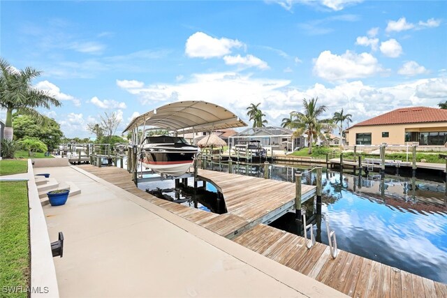 view of dock featuring a water view