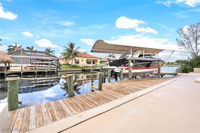 view of dock featuring a water view