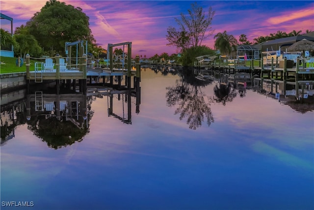 dock area featuring a water view