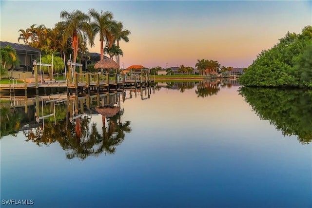 water view with a boat dock