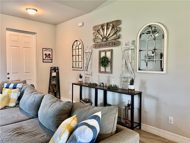 living room with wood-type flooring