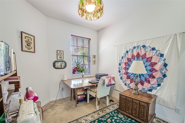 view of carpeted office space