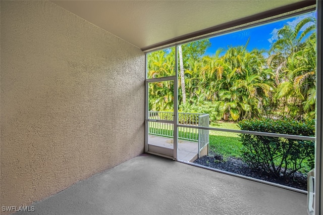 view of unfurnished sunroom