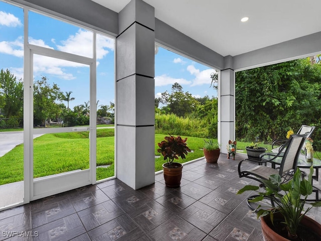 view of unfurnished sunroom