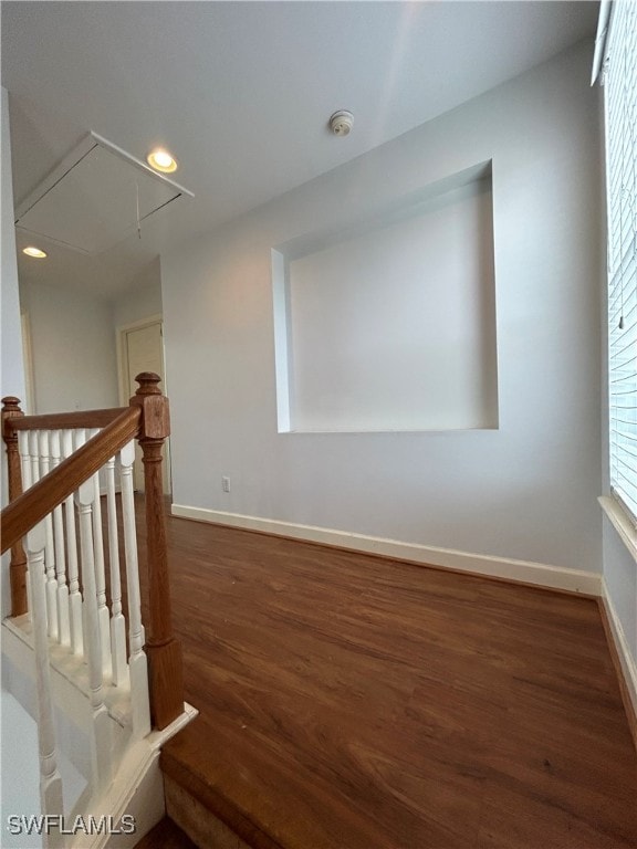 spare room featuring dark hardwood / wood-style floors