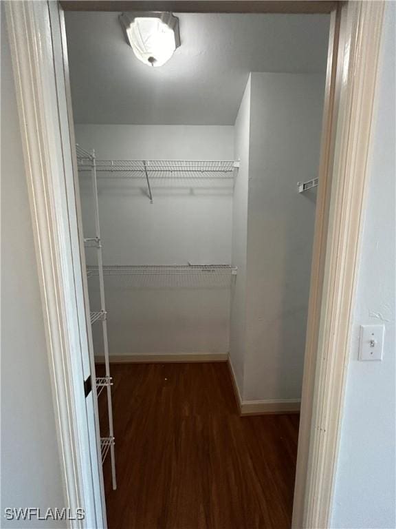 spacious closet with wood finished floors