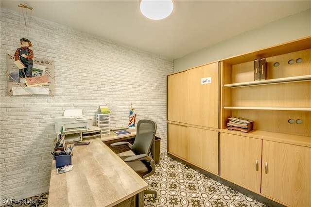 office with brick wall