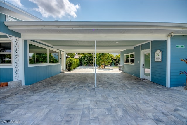 exterior space featuring wooden walls