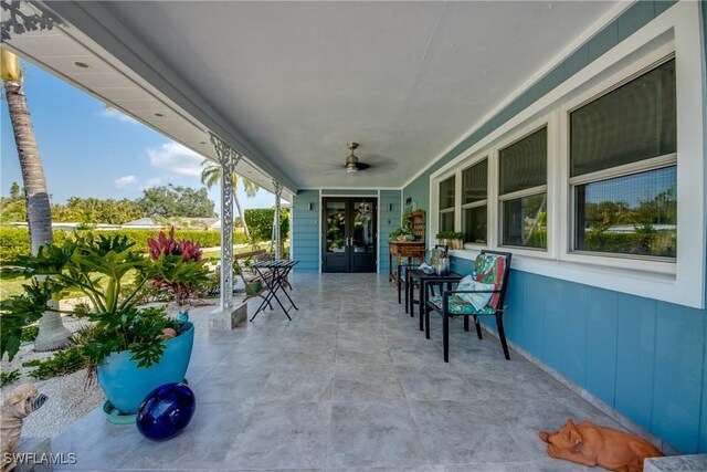 1862 Linhart Ave, Fort Myers, FL 33901 - view of patio / terrace with french doors and ceiling fan