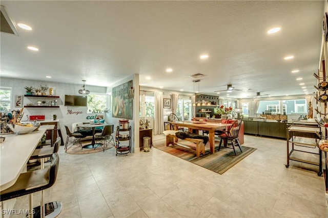 1862 Linhart Ave, Fort Myers, FL 33901 - dining area with a ceiling fan, visible vents, and recessed lighting