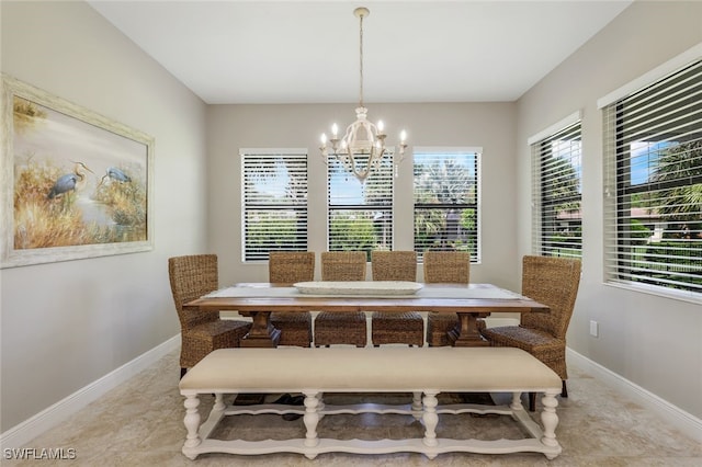 dining room with an inviting chandelier