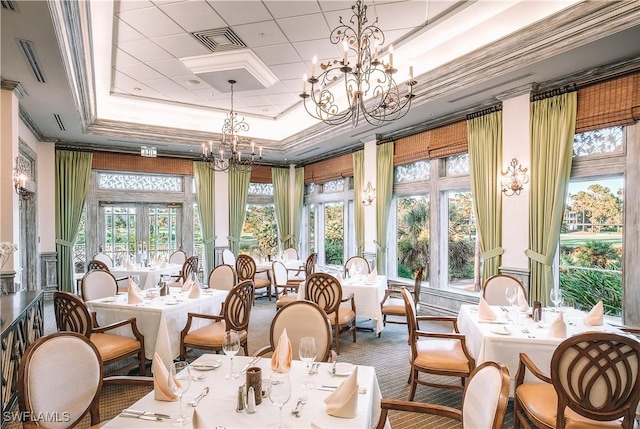 2835 Silverleaf Ln, Naples, FL 34105 - sunroom featuring a chandelier and healthy amount of natural light