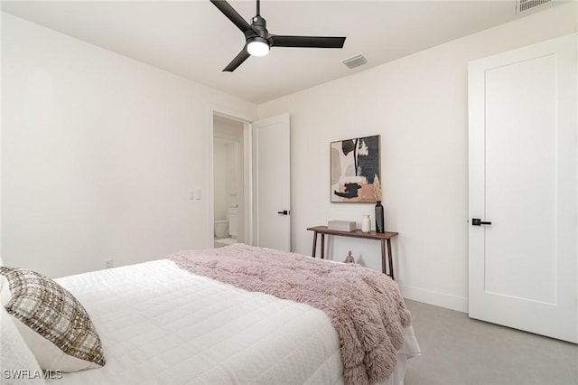 bedroom featuring ceiling fan