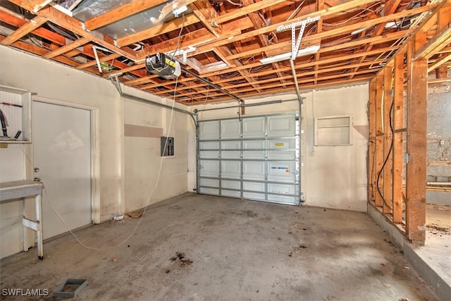 garage with a garage door opener