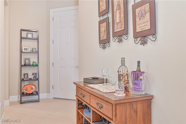 interior space featuring light tile patterned floors