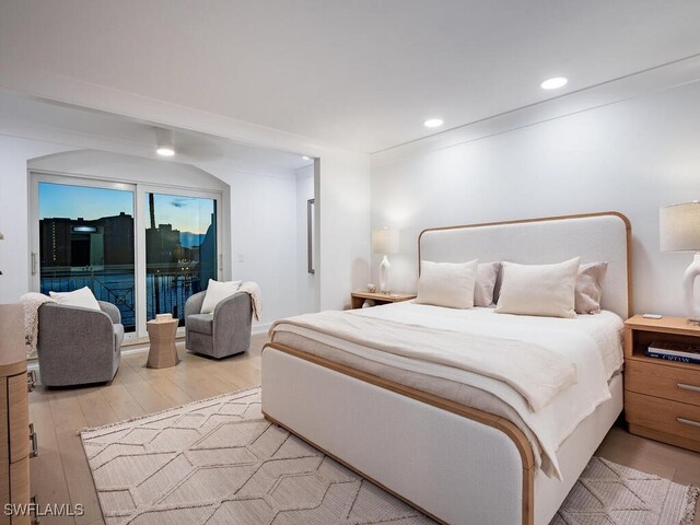 bedroom featuring light hardwood / wood-style flooring