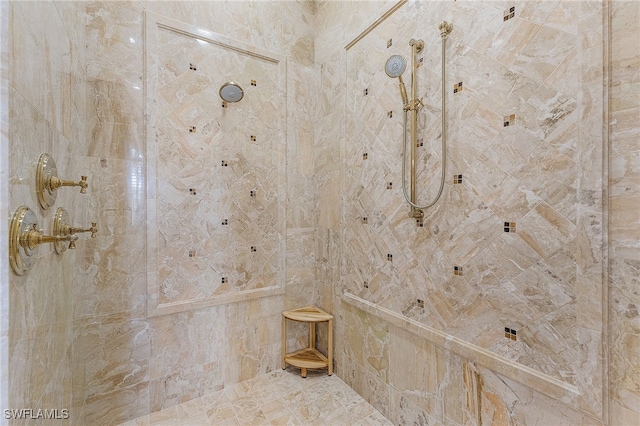 room details featuring a tile shower